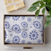 Indigo Blue White Daisy Blume Muster Seidenpapier (Geschenk)