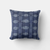 Indigo Blue & White Geometric Textile Kissen Kisse (Vorderseite)