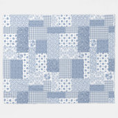 Indigo Blue, White Imitats Patchwork Fleece Blanke (Vorderseite (Horizontal))