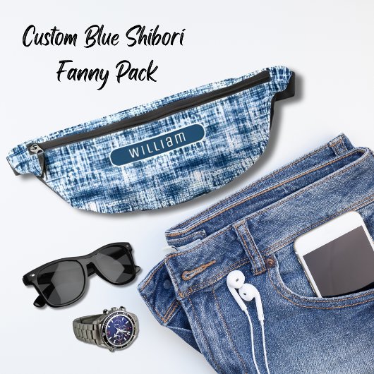 Indigo Blue & White Shibori Muster Cool Teens Bauchtasche