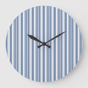 Indigo Blue White Ticking Stricking Rund Wall Cloc Große Wanduhr
