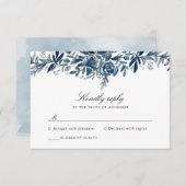 Indigo Blume Hochzeitskarte RSVP Karte (Vorne/Hinten)