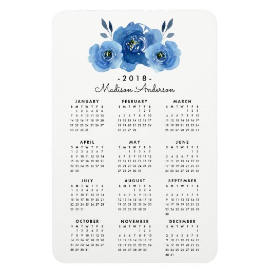Indigo-Blume | Personalisiertes Kalendermagazin 20 Magnet (Vertikal)