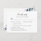 Indigo Blume Reaktion auf Hochzeiten und Auswahl d RSVP Karte (Vorne/Hinten)