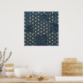 Indigo-Blumen-Geometrie-Poster Poster (Küche)