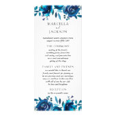 Indigo-Blumen-Hochzeitsprogrammkarte Werbekarte (Vorne)