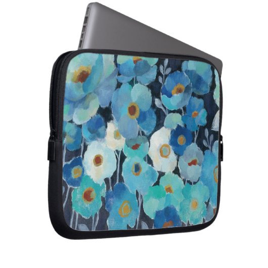 Indigo-Blumen Laptopschutzhülle (Vorne Rechts)
