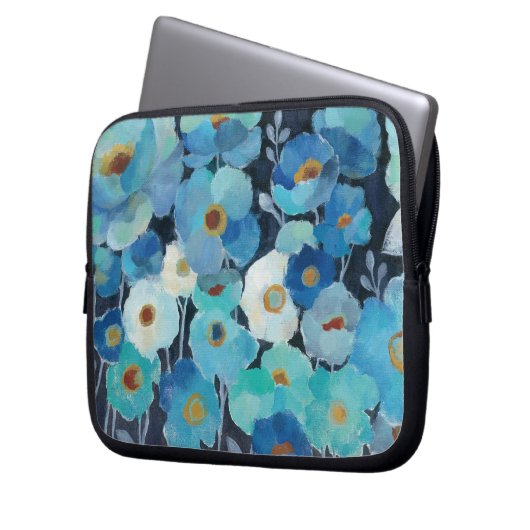 Indigo-Blumen Laptopschutzhülle (Vorderseite Links)
