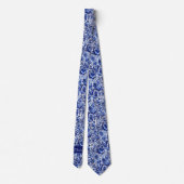 Indigo-Blumen-Monogramm Krawatte (Rückseite)