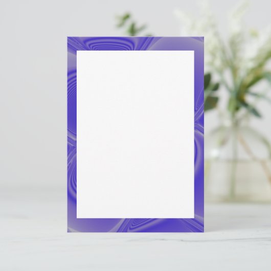 Indigo-Blumenblätter fassten leere Einladung (Stehend Vorderseite)