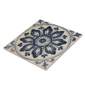 Indigo-Blumenmedaillon Fliese (Seite)