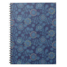 Indigo-Blumenmuster-Notizbuch Notizblock