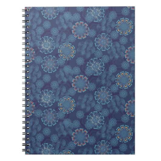 Indigo-Blumenmuster-Notizbuch Notizblock (Vorderseite)