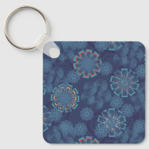 Indigo-Blumenmuster-Schlüsselanhänger