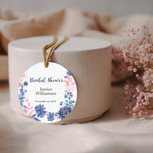 Indigo Blush Florals Brautparty individualisieren Geschenkanhänger