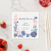 Indigo Blush Florals Brautparty individualisieren Serviette (Beispiel)