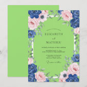 Indigo-Blush-Lime-Ranunculus-Eukalyptus-Hochzeit Einladung (Vorne/Hinten)