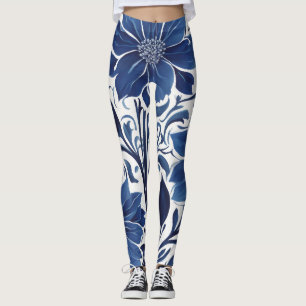 Indigo-Blüten-Garten-Leggings Leggings