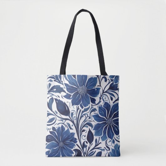 Indigo-Blüten-Garten-Tragetasche Tasche (Vorderseite)