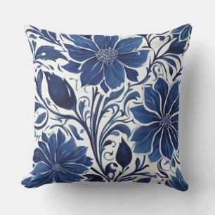 Indigo-Blüten-Gartenkissen Kissen