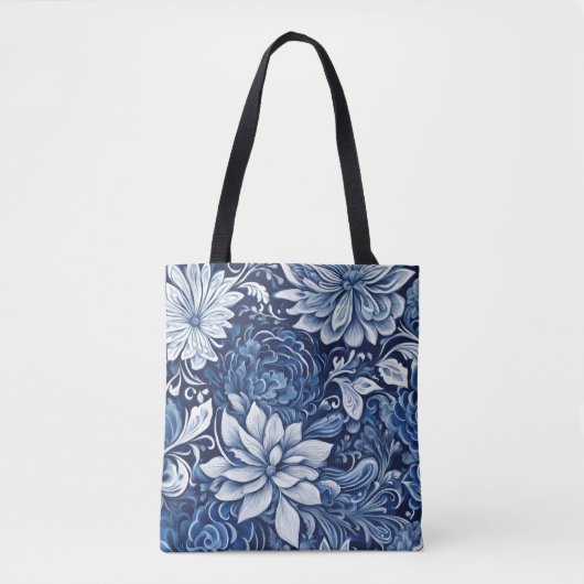 Indigo-Blüten-Tapeten-Tasche Tasche (Vorderseite)
