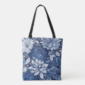 Indigo-Blüten-Tapeten-Tasche Tasche (Rückseite)