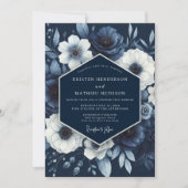 Indigo-Blüten-Wedding-Whimsy Einladung (Vorderseite)