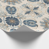 Indigo Boho Floral Mandalas  Geschenkpapier (Ecke)
