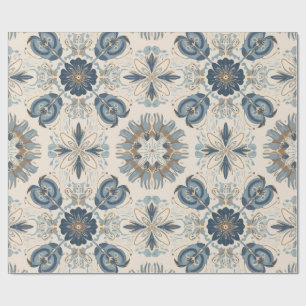 Indigo Boho Florale Mandalas Geschenkpapier
