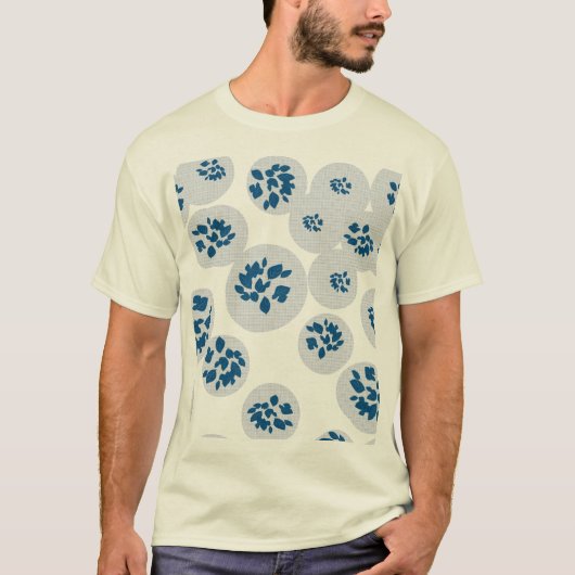 Indigo Botanical Bubbles Pattern T-Shirt (Vorderseite)