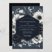Indigo Botanical Enchantment Wedding Einladung (Vorne/Hinten)
