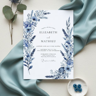 Indigo Botanical Flourish Hochzeit Einladung