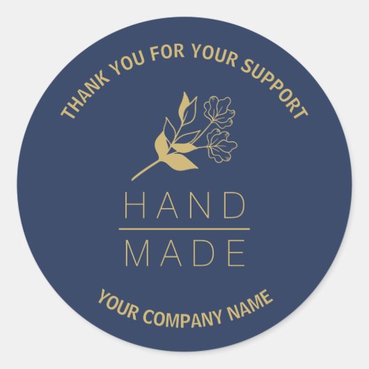 Indigo Botanical Simple Minimalist Handmade Runder Aufkleber (Vorderseite)