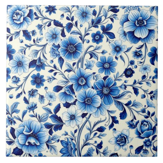 Indigo-Botanischer-Gartenfliese Fliese (Vorderseite)