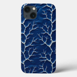 Indigo Branch Texture iPhone Case Design