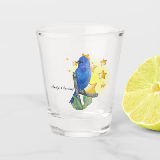 Indigo Bunting Bird ist ein Star Schnapsglas (Vorderseite)