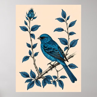 Indigo Bunting Bliss - Ein Lied von Farben Poster