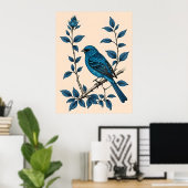 Indigo Bunting Bliss - Ein Lied von Farben Poster (Heimbüro)