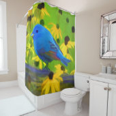 Indigo Bunting Painting - Original Bird Art Duschvorhang (Beispiel)