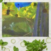 Indigo Bunting Painting - Original Bird Art Geschirrtuch (Gefaltet)