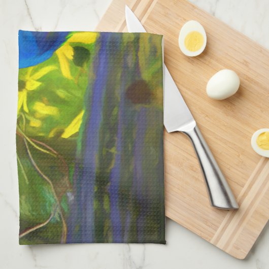 Indigo Bunting Painting - Original Bird Art Geschirrtuch (Viertel Falte)