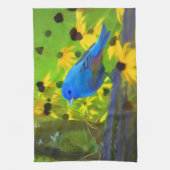 Indigo Bunting Painting - Original Bird Art Geschirrtuch (Vertikal)