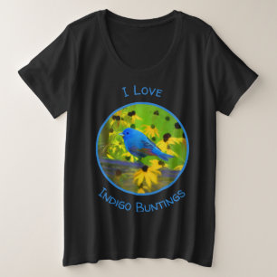 Indigo Bunting Painting - Original Bird Art Große Größe T-Shirt