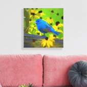 Indigo Bunting Painting - Original Bird Art Leinwanddruck (Insitu (Wohnzimmer))