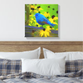 Indigo Bunting Painting - Original Bird Art Leinwanddruck (Insitu (Schlafzimmer))