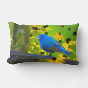 Indigo Bunting Painting - Original Bird Art Lendenkissen