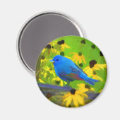Indigo Bunting Painting - Original Bird Art Magnet (Vorderseite/Rückseite)