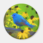 Indigo Bunting Painting - Original Bird Art Magnet (Vorne)