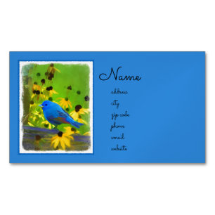 Indigo Bunting Painting - Original Bird Art Magnetische Visitenkarte
