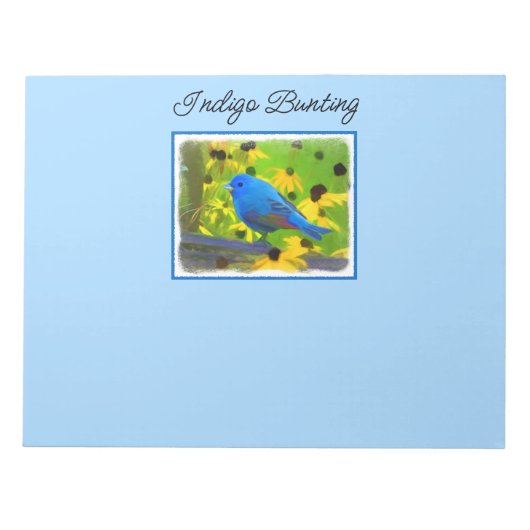 Indigo Bunting Painting - Original Bird Art Notizblock (Vorderseite)